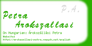 petra arokszallasi business card